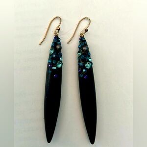 ALEXIS BITTAR ⚜️ Black lucite Spear Earrings w/ Swarovski Crystals